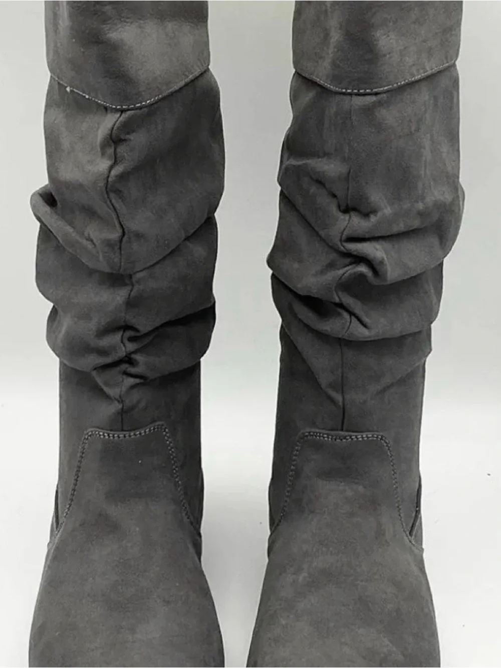 Women's Slouchy Knee-High Boots in Dark Gray